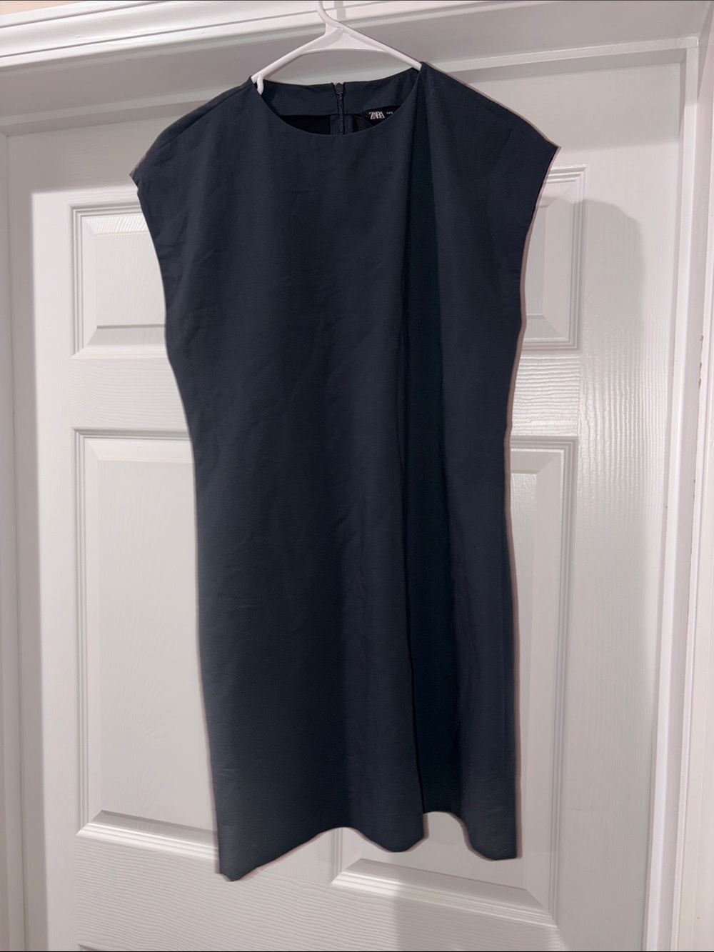 Zara Simple Navy Cap-Sleeve Mini Shift Dress US Small